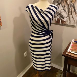 Lauren by Ralph Lauren striped side tie dress